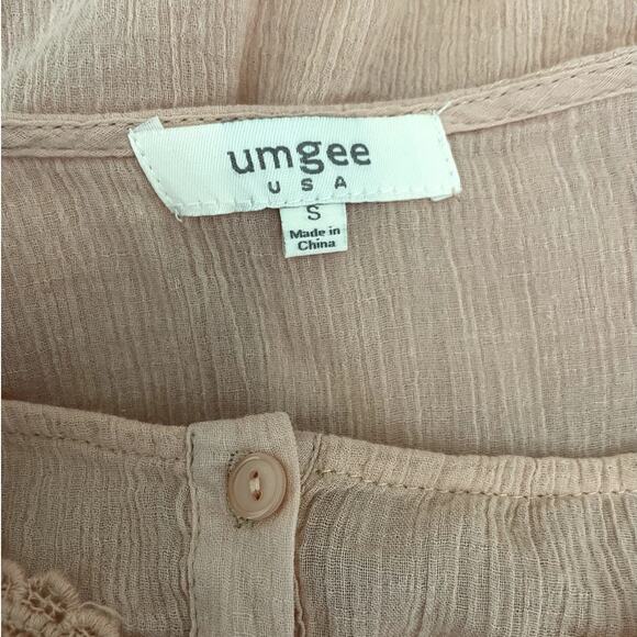 Umgee‎ Women Tunic Top S Peach Flower Crochet Inlet Gauzy Boho Cottage Prairie - Picture 2 of 10